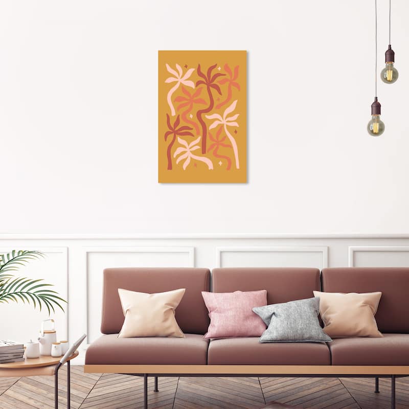 Wynwood Studio Canvas Floral and Botanical Palm Trees in Star Season Brown and Ochre Modern & Contemporary Wall Art Canvas Print - 20 x 30