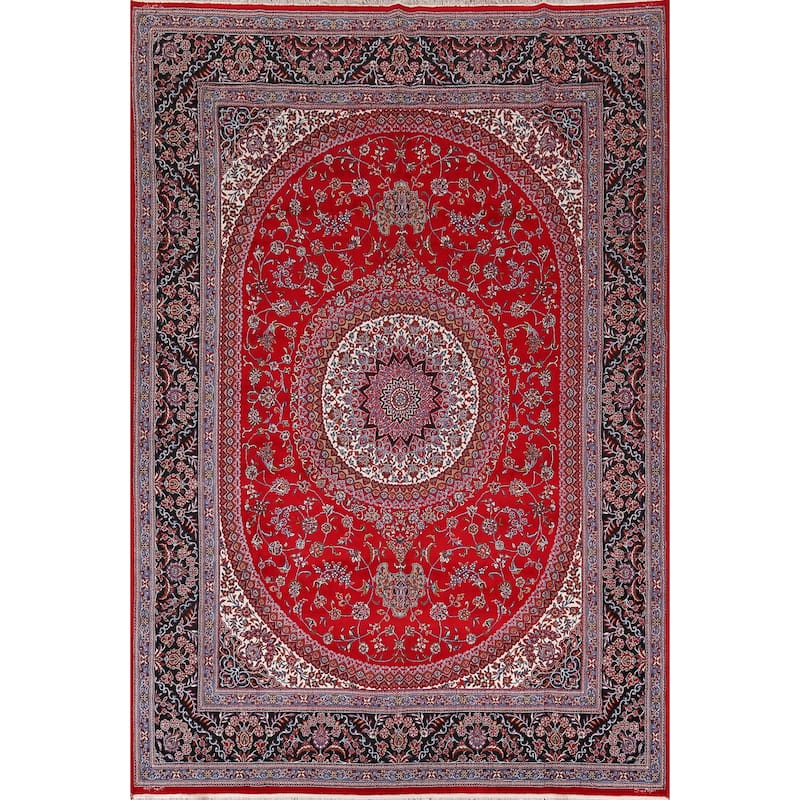Traditional Floral Kashan Turkish Area Rug Bedroom Machine-Made Carpet - 9'8" x 13'3"