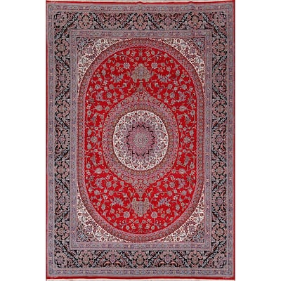 Traditional Floral Kashan Turkish Area Rug Bedroom Machine-Made Carpet - 9'8" x 13'3"