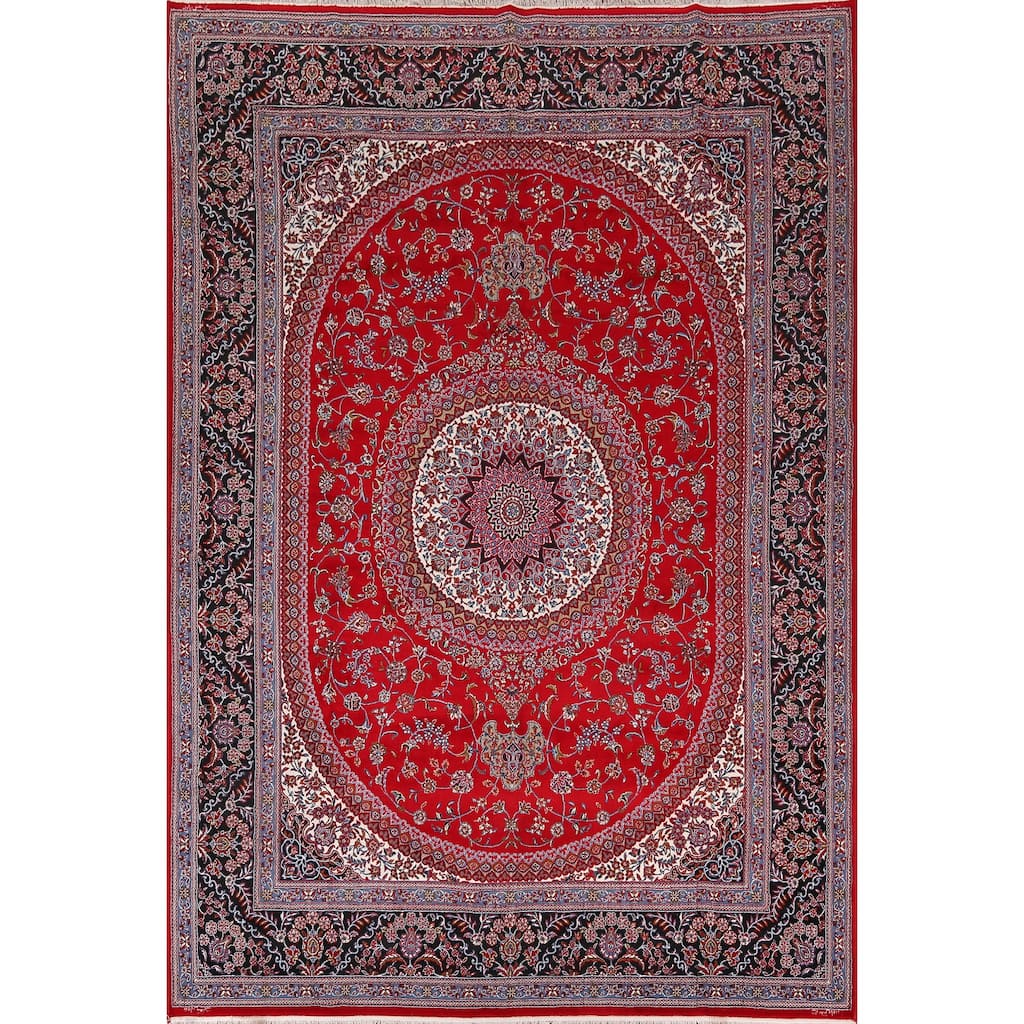 Traditional Floral Kashan Turkish Area Rug Bedroom Machine-Made Carpet - 9'8" x 13'3"