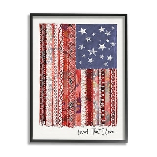 Stupell Land That I Love Phrase Macramé American Flag Framed Wall Art - Red