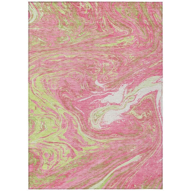 Machine Washable Indoor/ Outdoor Abstract Brushstroke Chantille Rug