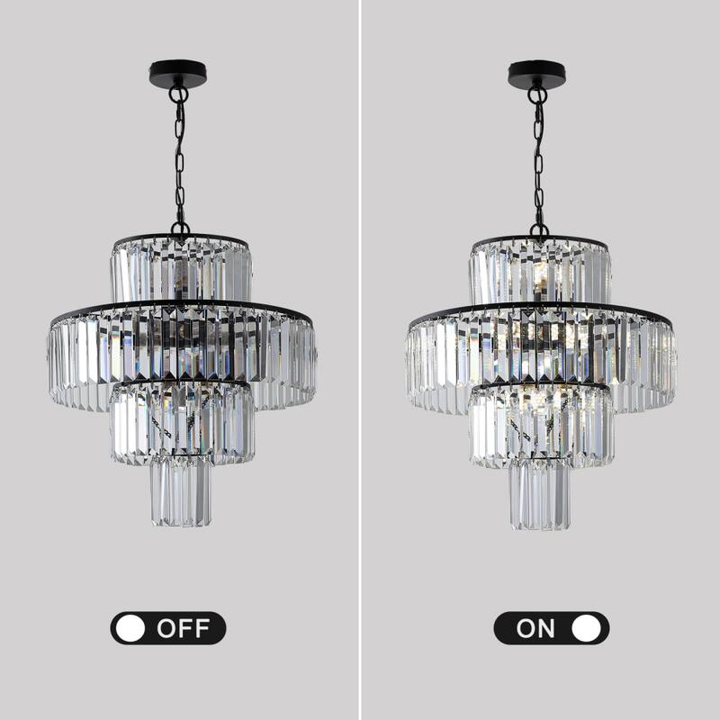 Luxury 19.7 Inch Crystal Chandelier Lights in Black Adjustable Height
