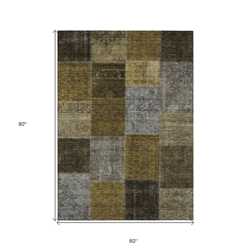 HomeRoots Patchwork Transitional Rectangle Outdoor Rug