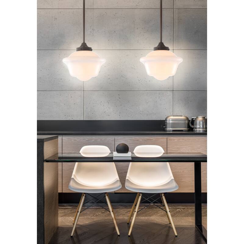 Cleo Adjustable Drop Metal/Glass LED Pendant, by JONATHAN Y