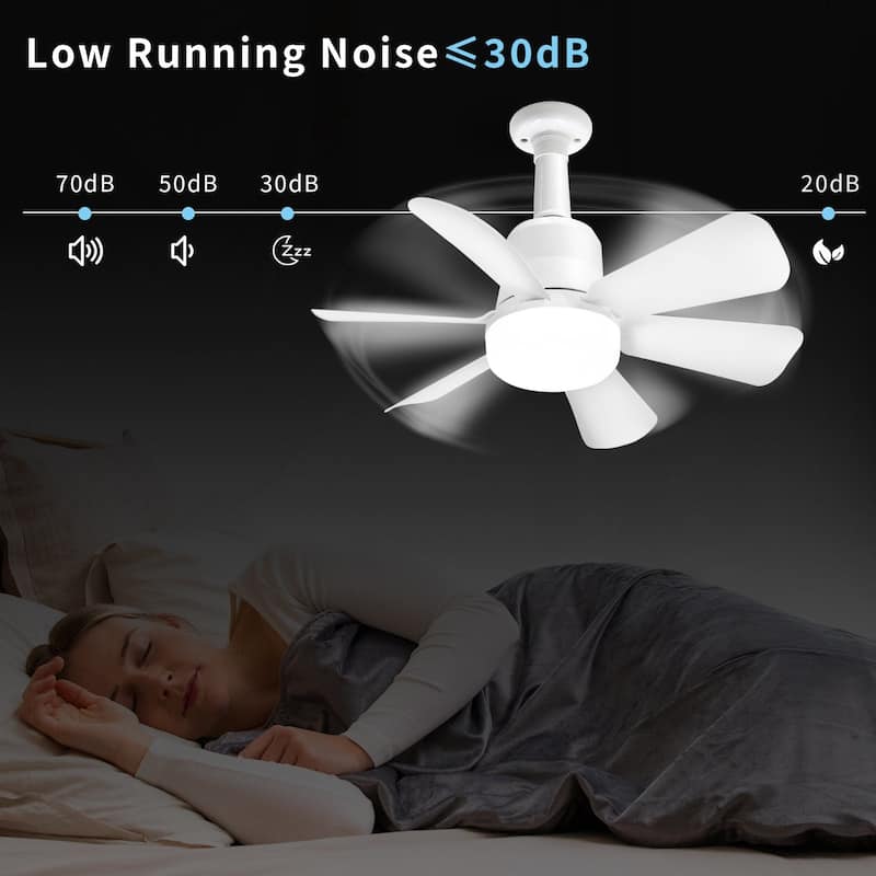 Ceiling Fan With Light Remote, 16.5" Socket Fans With Lights, 6 Blades For All Locations