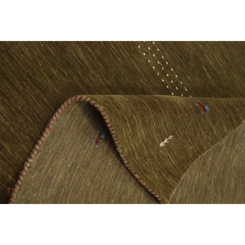 Hand Knotted Oriental 100% Wool Carpet Tribal Animal Pictorial Green Gabbeh Area Rug - 5' 10'' X 5' 11''