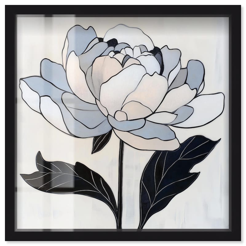 Gray Scale Flower I Shadowbox by Art Remedy - Black - 40" x 40"