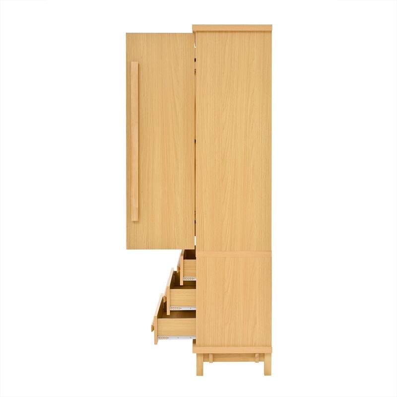 Farmhouse 70" Tall Kitchen Pantry Cabinet,Freestanding Wooden Kitchen Cupboard with 6 Door Shelves and 3 Drawers