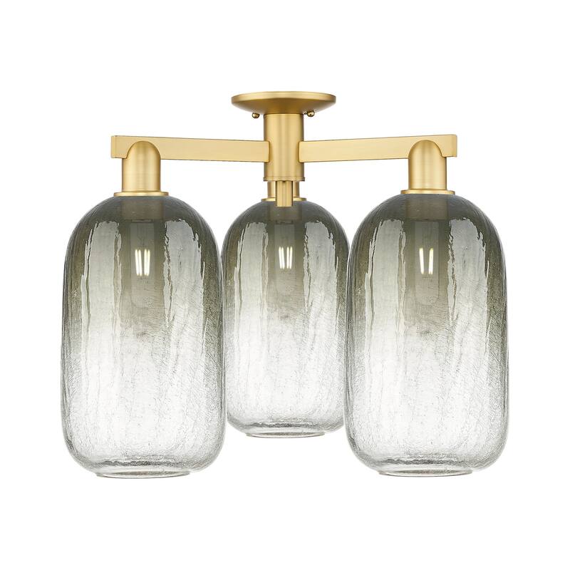 Innovations Lighting 716-3F-17-25 Brookhaven Cloche Semi-Flush - Satin Gold / Slate