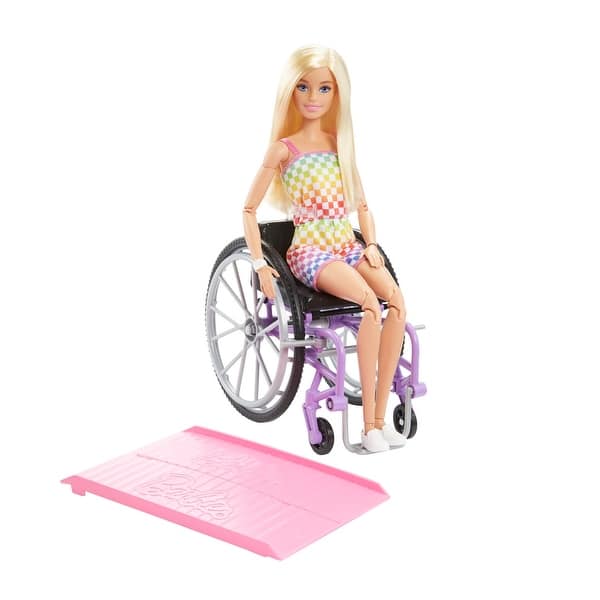 slide 2 of 5, Barbie Fashionistas Doll With Wheelchair, Blonde Hair