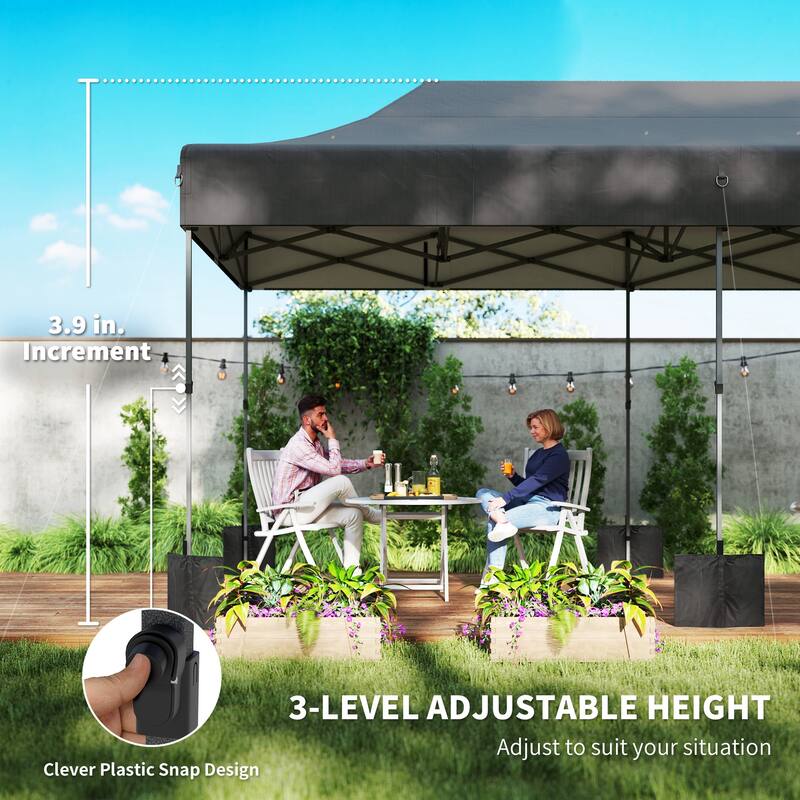 Outsunny 10 x 20 ft Pop Up Canopy Tent, Heavy Duty UPF50+ Outdoor Portable Instant Canopy Shelter with Wheeled Carry Bag