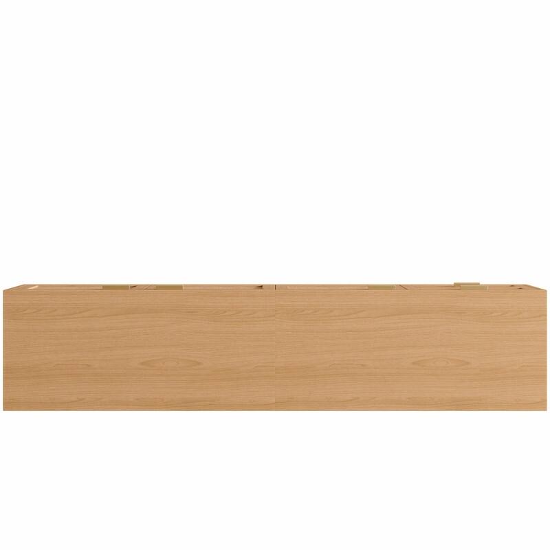 70" Modern TV Stand with Rattan Doors for TVs up to 80", Media Console with Storage, 2 Drawers & Cable Holes