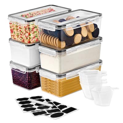 Sorbus Large Food Storage Containers - Pack of 6 with Air Tight, Four-Way Snap Lids - 11.5 x 6 x 4 in