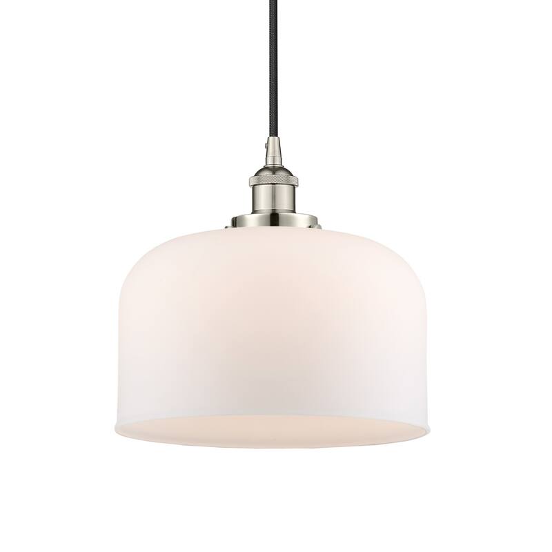Innovations Lighting 616-1PH-12-12-L Bell Pendant Bell 12" Wide - Polished Nickel / Matte White