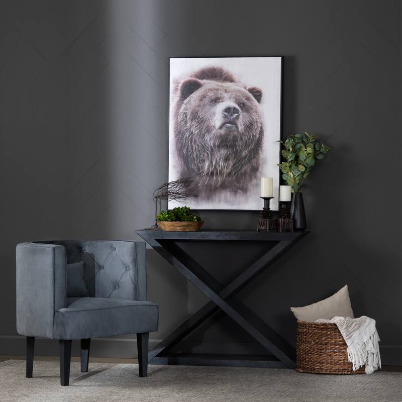 44 in. Black Solid Wood Accent_Console_Sofa Table