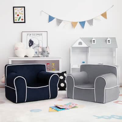 Kids Sofa Toddler Foam Filled Armchair w/ Velvet Fabric Baby