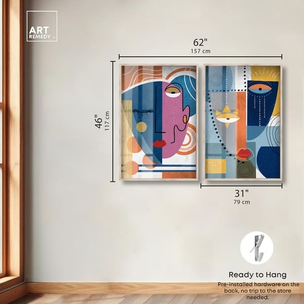 dimension image slide 4 of 18, Abstract Mask Series Living Room Set Shadowbox Print by Art Remedy
