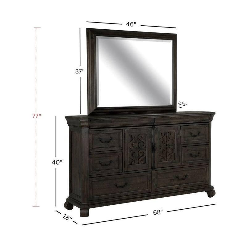 Magnussen Home Bellamy Peppercorn Drawer Dresser With Landscape Mirror