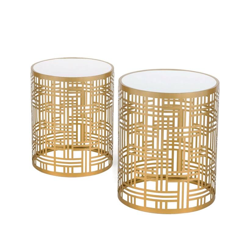 ADECO End Table Gold Accent Side Coffee Nightstand Stool