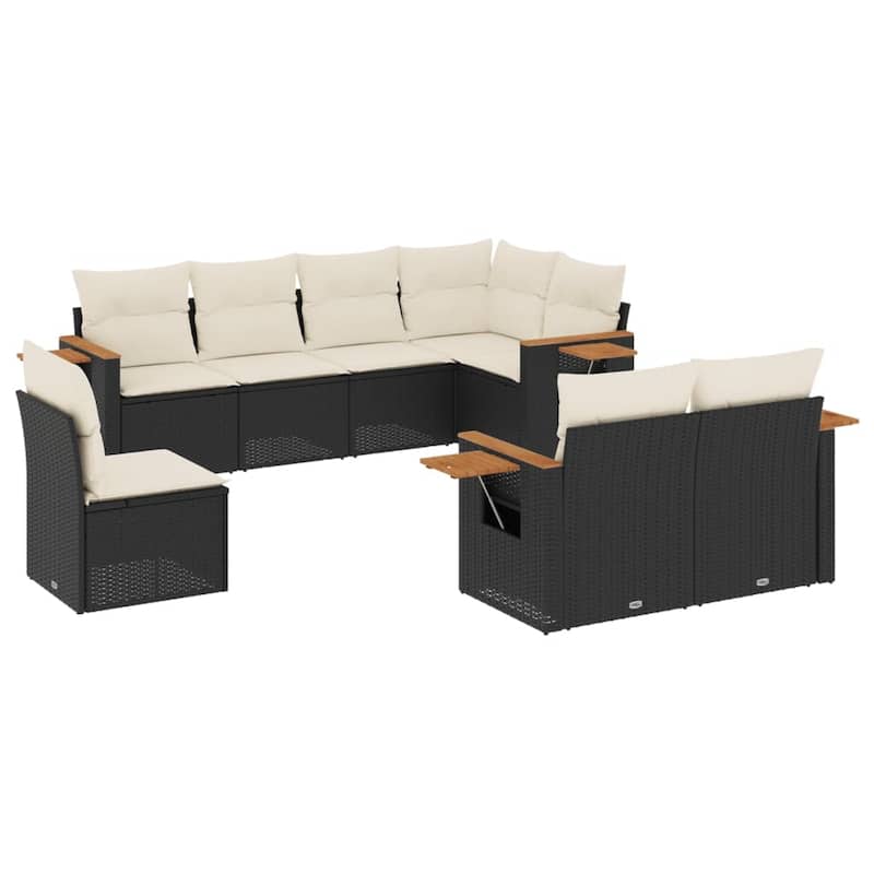 vidaXL Patio Sofa Set with Cushions Outdoor Conversation Furniture Poly Rattan