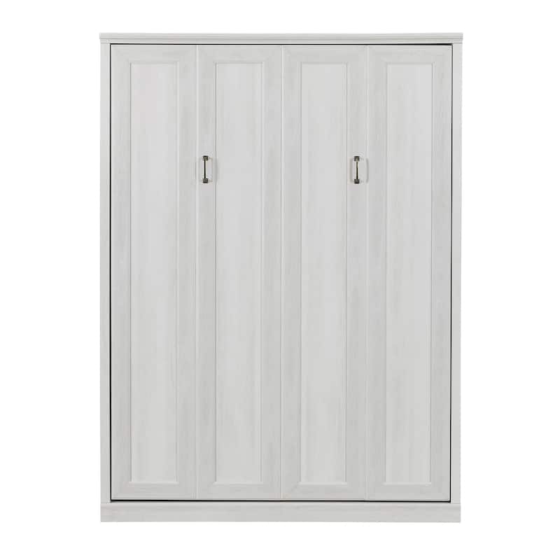 Space-Saving Modern Murphy Bed with Dual Piston Lift - Foldable Platform Bed Convertible Hidden Cabinet Design Cube Cabinet Bed