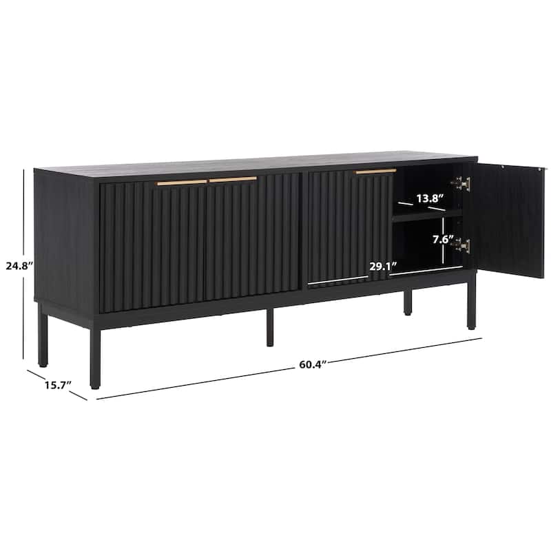 SAFAVIEH Deandra 4-Door Entertainment Media Stand (Fits Up To 65" Flatscreen TV) - 60.8 In. x 17.7 In. x 24.6 In. - 61Wx18Dx25H