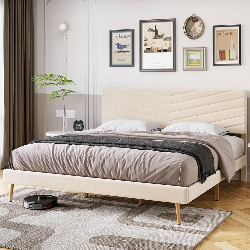 Bed Frame with Adjustable Headboard