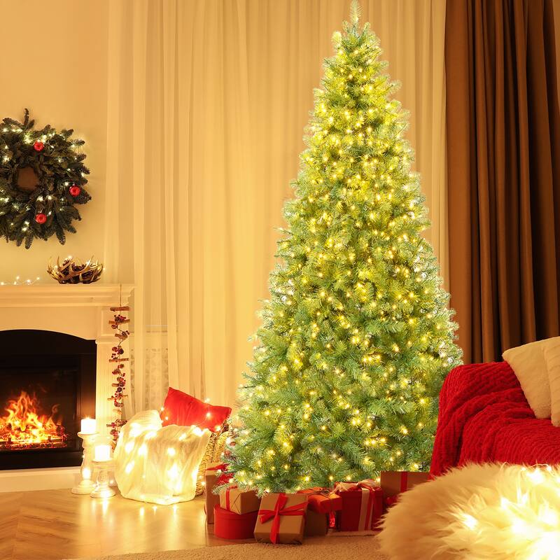 Gymax Pre-Lit 8' Artificial PVC Christmas Tree Hinged 880 LED Lights