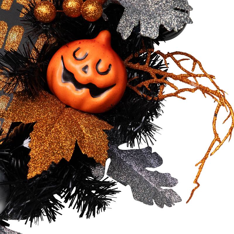 Glittered Haunted House Artificial Halloween Wreath - 24" - Unlit