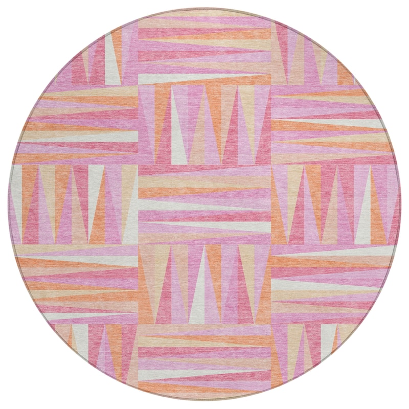 Machine Washable Indoor/ Outdoor Contemporary Mosaic Chantille Rug