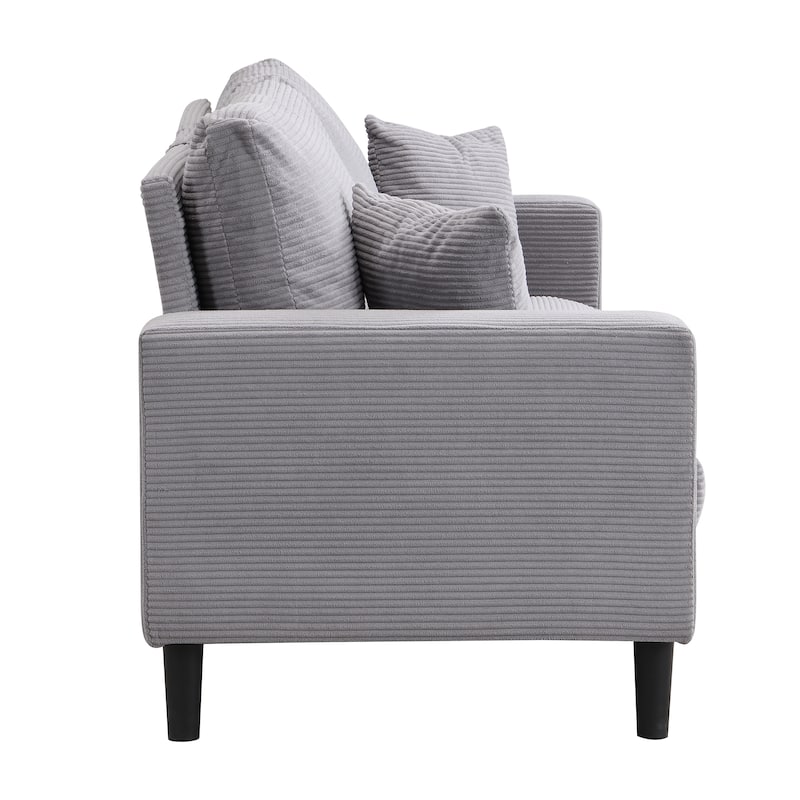 5-Seat Corduroy Sofa Set (3-Seater + 2-Seater) with High-Density Sponge Cushions & Sturdy Hardwood Frame