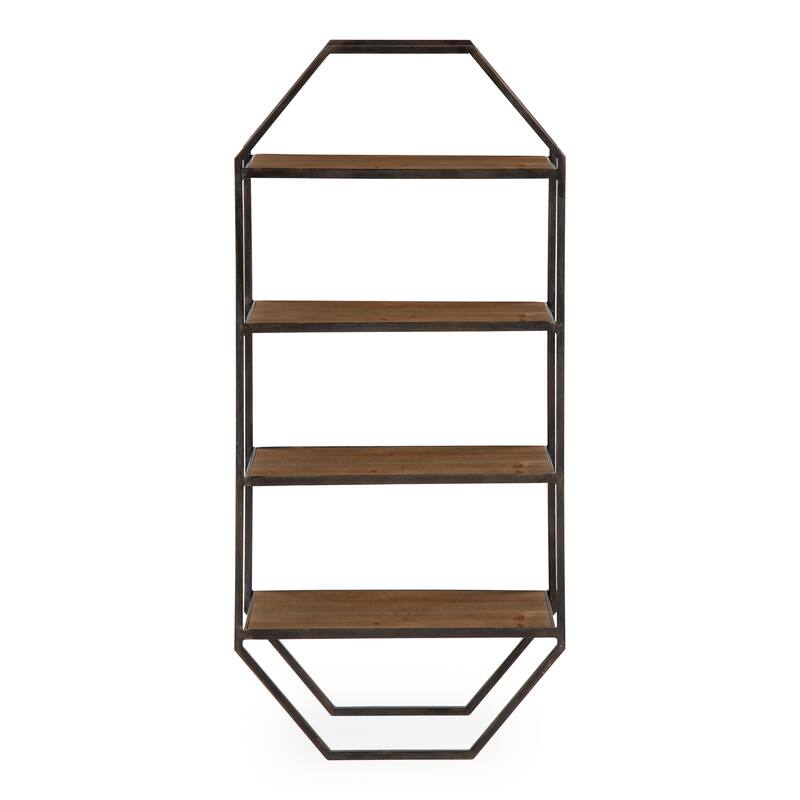 Kate and Laurel Adela Rustic Wood and Metal Wall Shelf