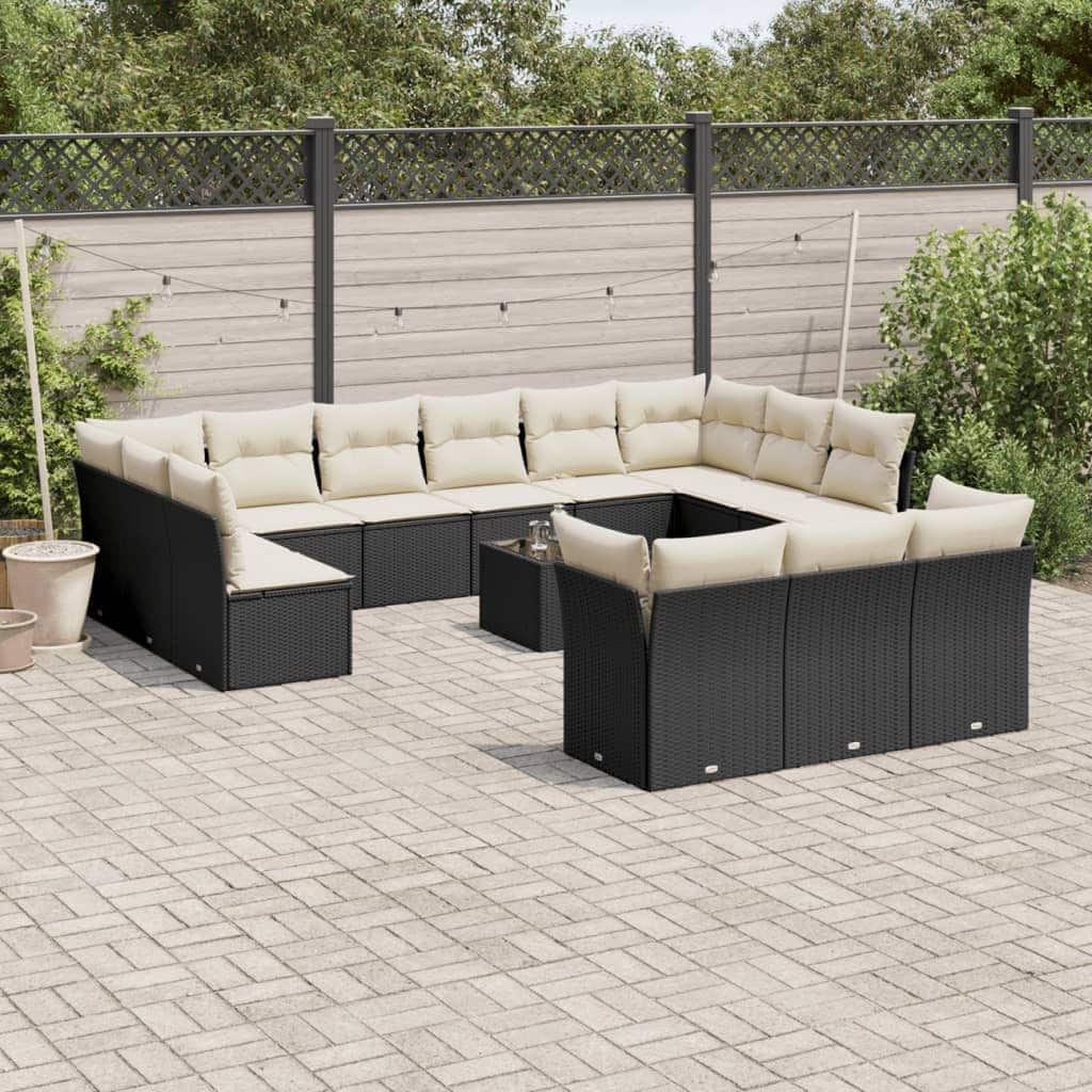 vidaXL Garden Sofa Set Black - 21.7 x 21.7 x 14.6