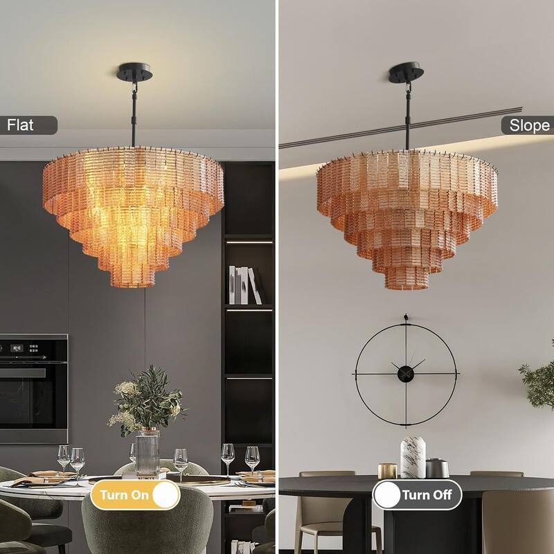 Modern Chandelier, 41 in. 9-Light Black & 59 in. 11-Light Gold Options for Dining Room, Living Room, Foyer, Bedroom