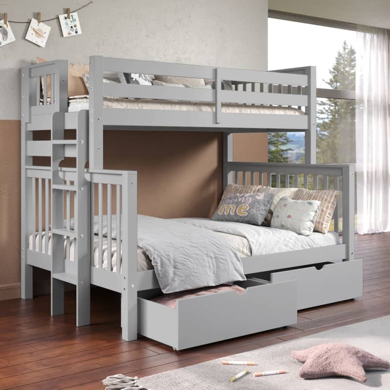 Taylor & Olive Trillium Twin over Full Bunk Bed, 2 Drawers