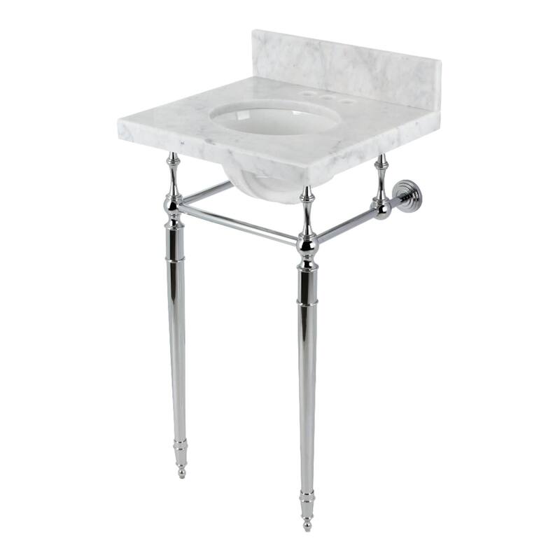 Kingston Brass KVPB1917M34 Edwardian 19" Rectangular Brass, Marble - Marble White / Polished Chrome