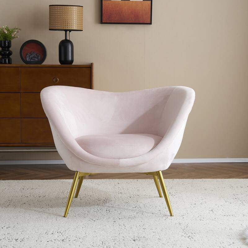 Lounge Chair for Bedroom with Gold Metal Legs