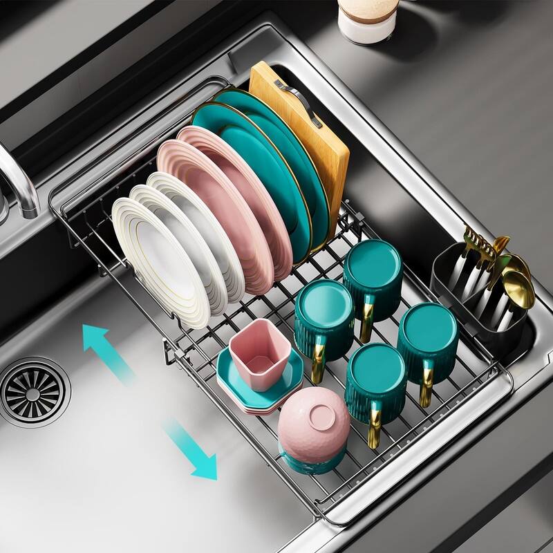 Dish Drying Rack - Adjustable Dish Rack in Sink - Large
