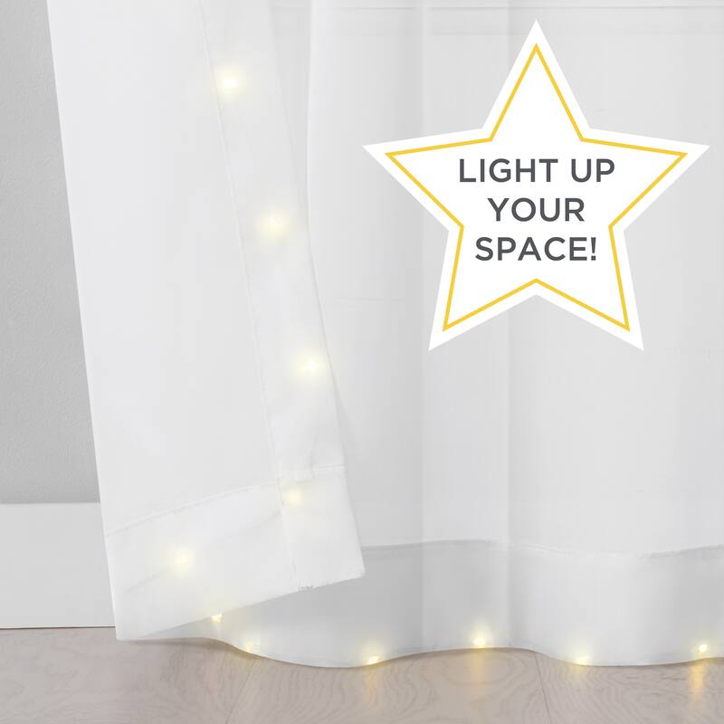 Eclipse Starlight Light Up Sheer Hookless Curtain, 1 Panel, Lights with Remote Control