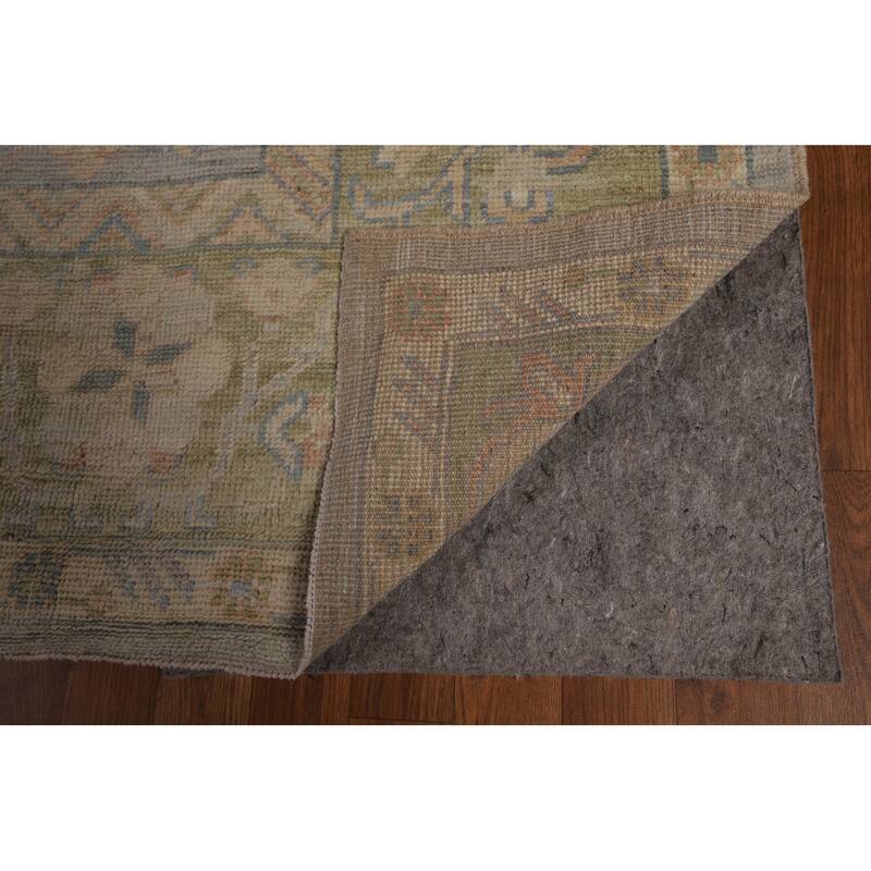 Vegetable Dye Oushak Turkish Area Rug Hand-Knotted Grey Wool Carpet - 9'5"x 12'1"