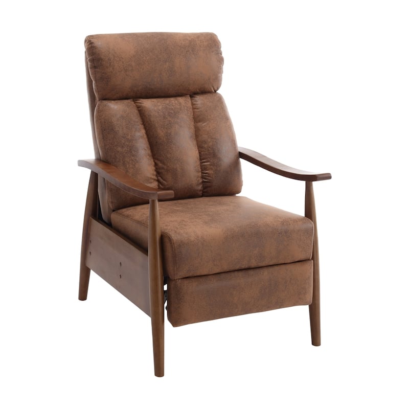 Modern Adjustable Recliner Chair, Wood Frame Armchair Accent Chair Lounge Chair Upholstered Sofa Chair for Living Room