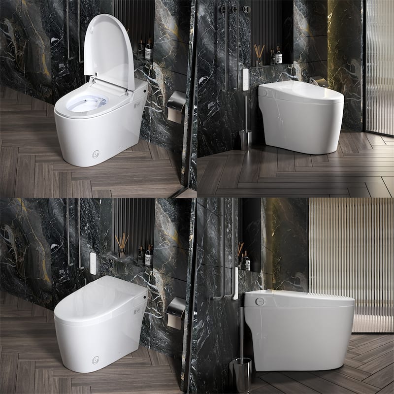 LED One Piece Smart Bidet Toilet with Warm Air Dryer Heated Seat