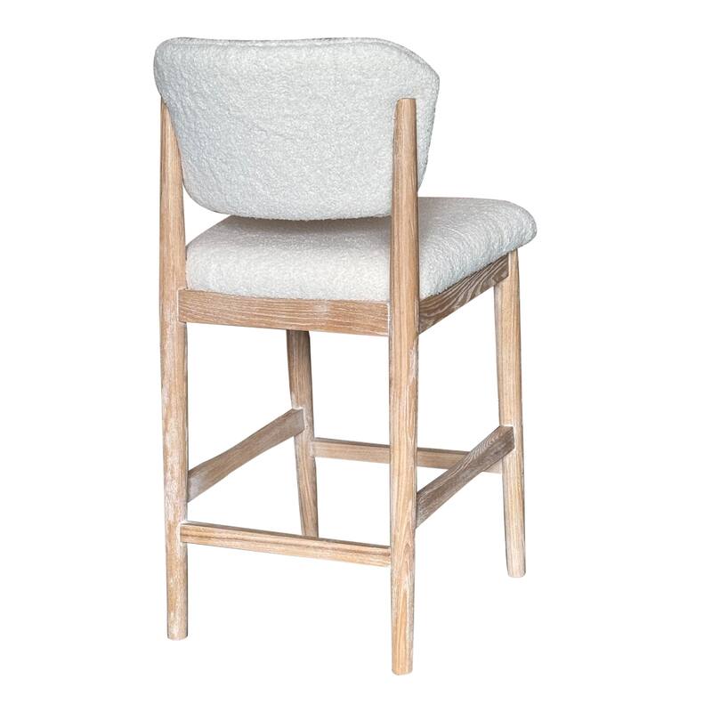 Fela Counter Stool Chair, Ivory White and Back, Natural Brown Wood
