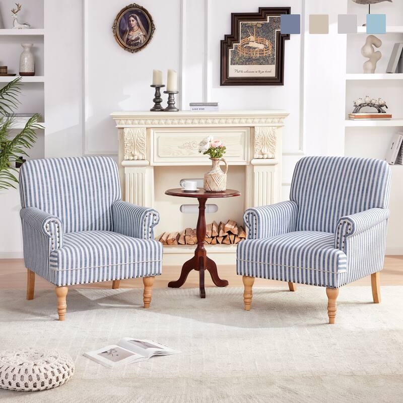 Upholstered Accent Sofa Linen Club Chair with Legs for Living Room