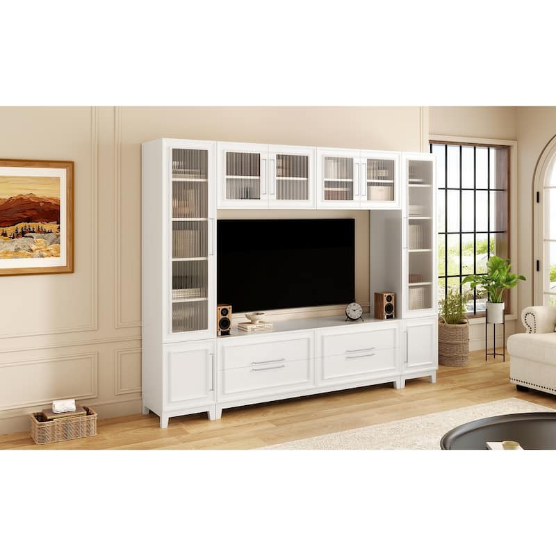 Large 102" Wall Unit TV Stand with Storage, Bookshelves, Modern Entertainment Center Media Console for TVs up to 75"