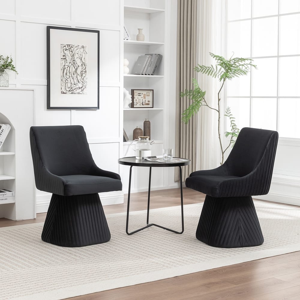 SEYNAR Modern Velvet 360 Degree Swivel Armless Dining chair Set of 2
