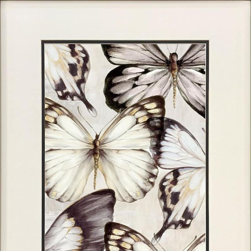 HomeRoots Set Of Two Butterfly Cluster Gold Framed Wall Art