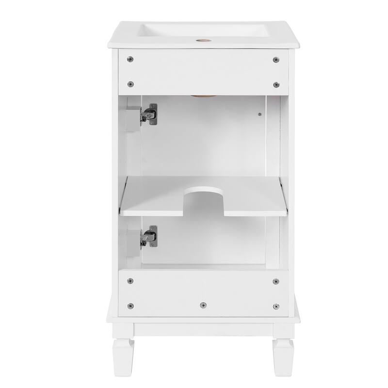 18" Freestanding Bathroom Vanity with White Integrated Ceramic Sink - 17.9'' x 16.14'' x 33.7''