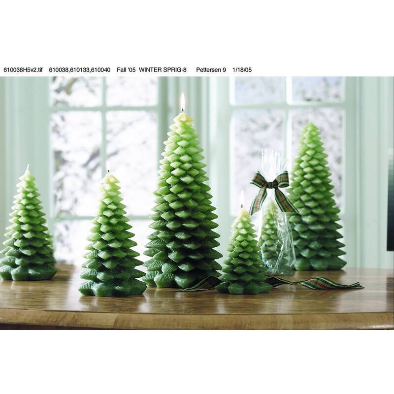 Extra Large Green Ombre Tree Shaped Wax Candle with Chunky Leaf Accents 11.5 in